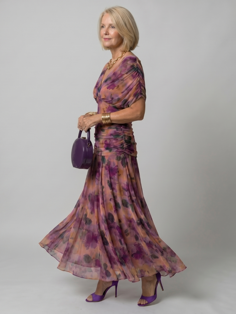 Calen | Flowing Off Shoulder Midi Dress - Maison Léa &amp; Lou