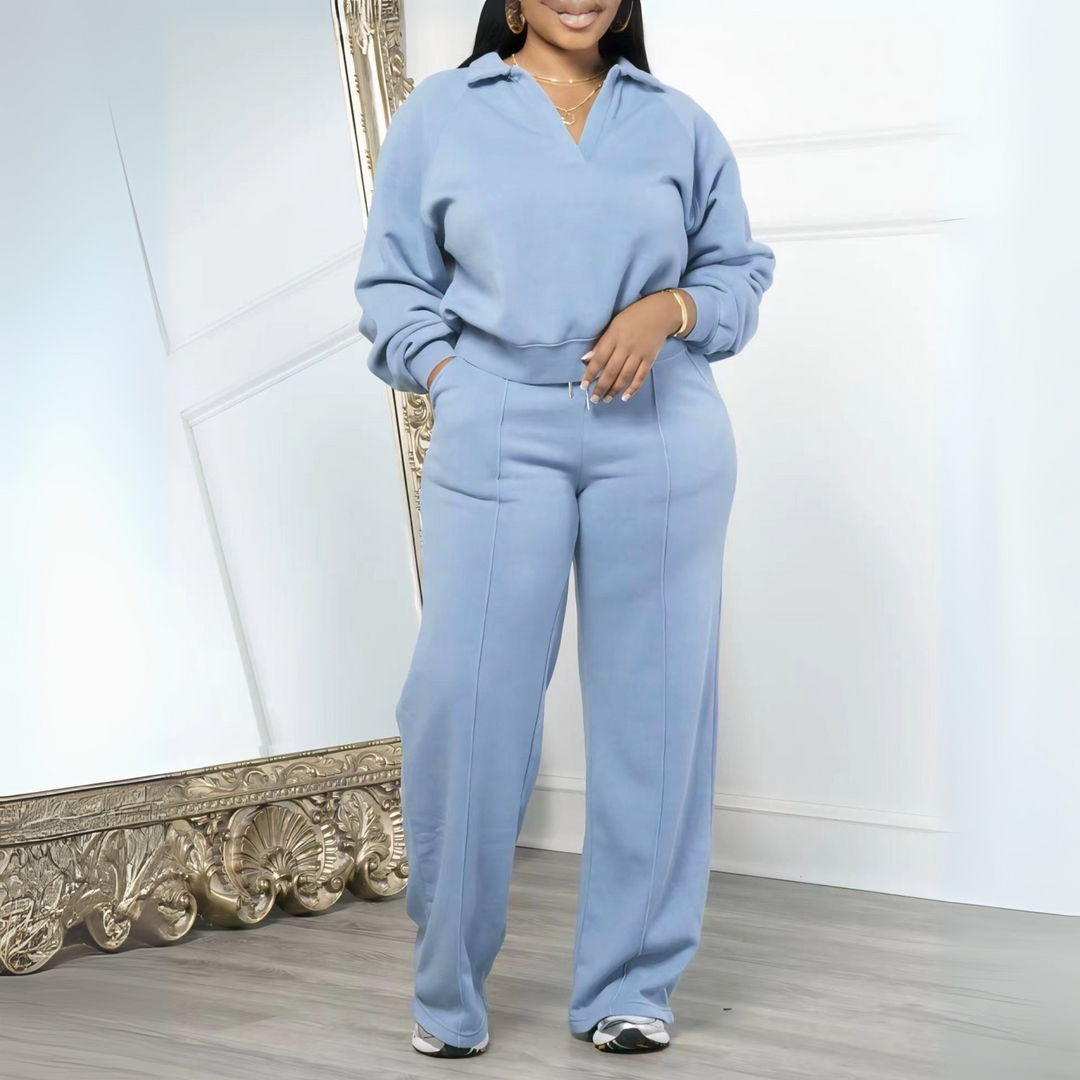 WILA™ - Casual Long Sleeve Sweatshirt and Drawstring Pants Set - Maison Léa &amp; Lou