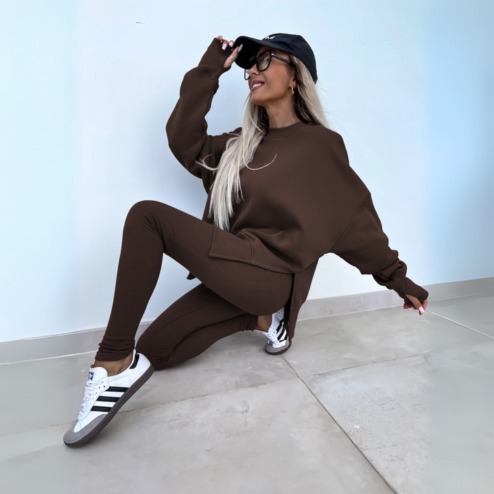 CLARIS™ - Casual Long Sleeve Sweatshirt and Pants Set - Maison Léa & Lou