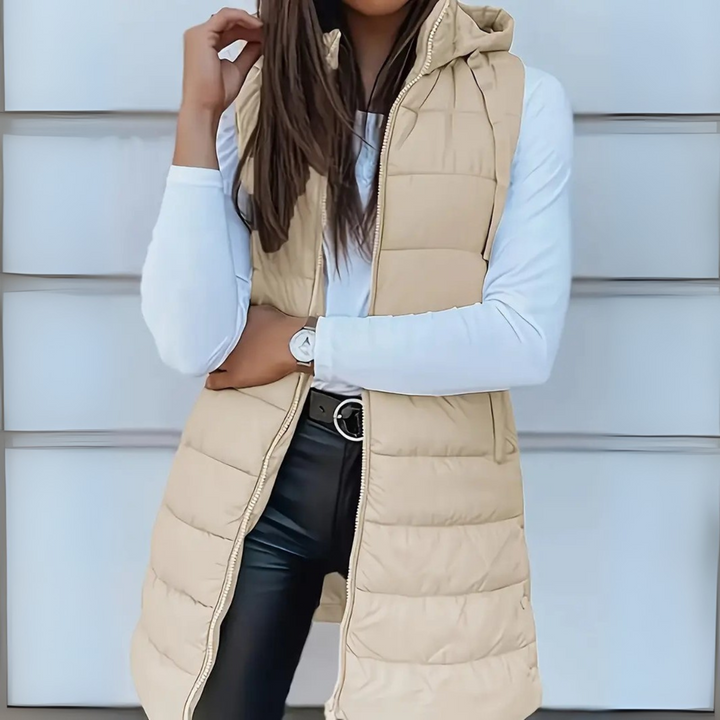 RAIN™ - Casual Sleeveless Hood Long Puffer Vest - Maison Léa &amp; Lou