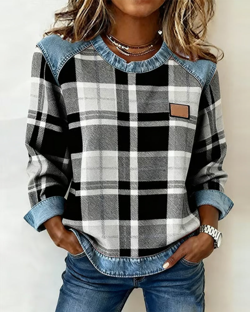 Selena™ | Cozy Plaid Sweatshirt - Maison Léa & Lou