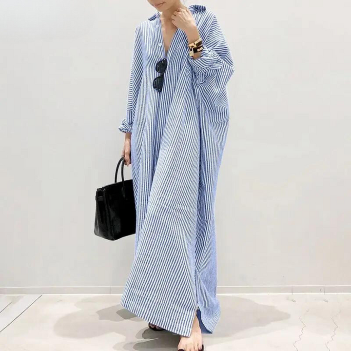 Elsa™ | Oversize stribet skjortekjole - Maison Léa &amp; Lou