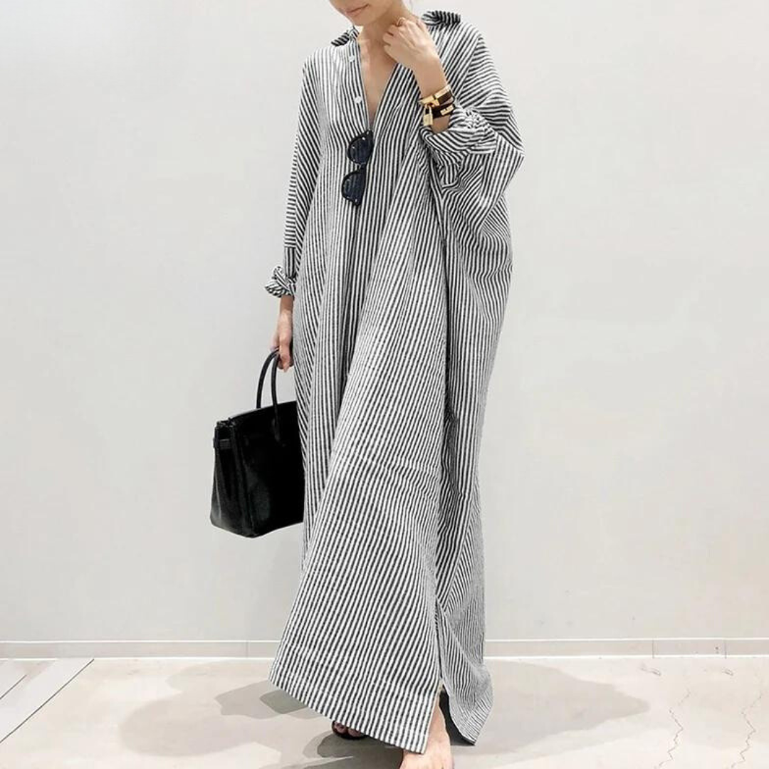 Elsa™ | Oversize stribet skjortekjole - Maison Léa &amp; Lou