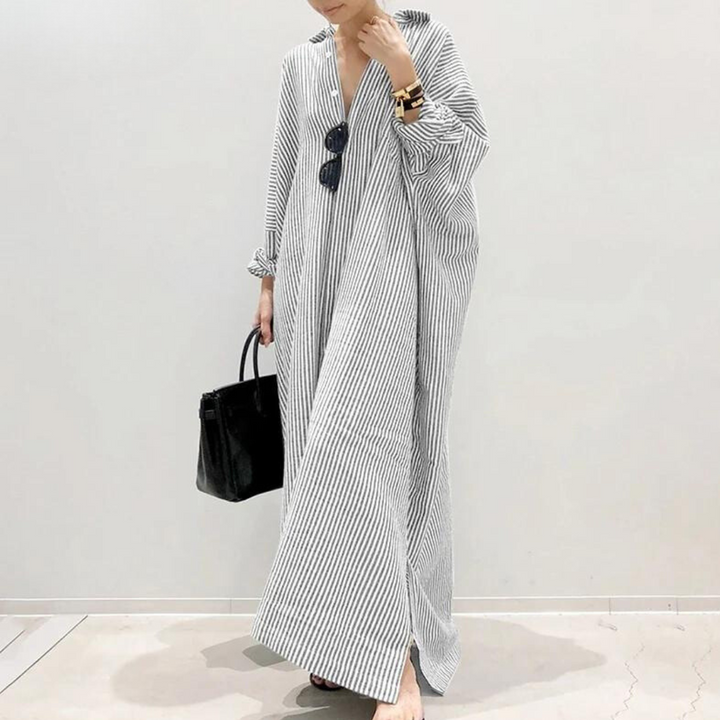 Elsa™ | Oversize stribet skjortekjole - Maison Léa &amp; Lou