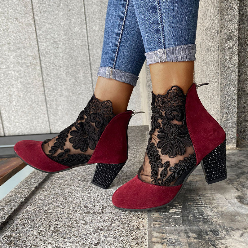 JOLIE™ - Chic Lace Heeled Boots - Maison Léa &amp; Lou