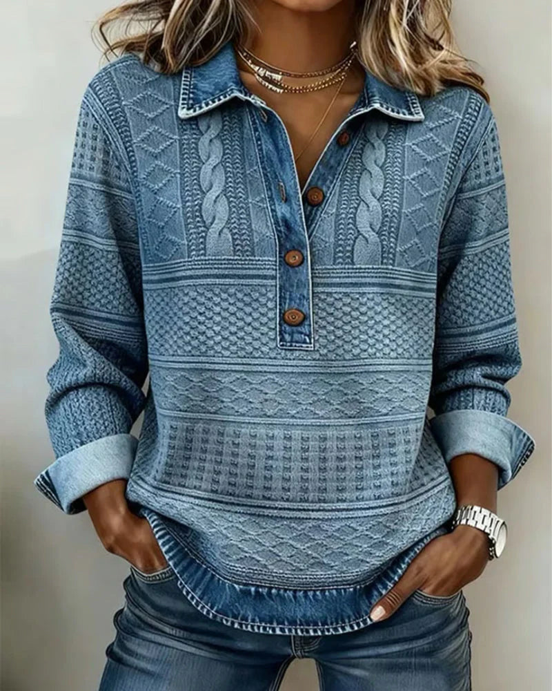 Claire™ | Stylish Denim Collar Top - Maison Léa & Lou