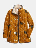 Eira | Casual Black Cat Halloween Print Quilted Jacket - Maison Léa & Lou