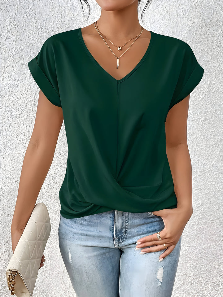 MEIKA™ – Classic Twist Detail V-Neck Top - Maison Léa &amp; Lou