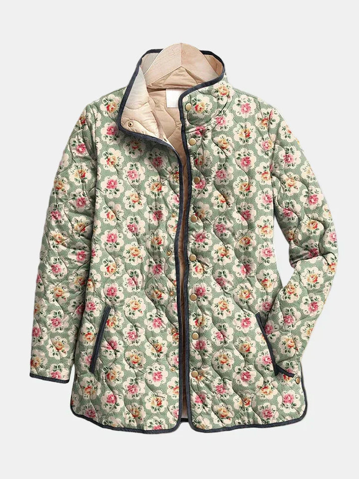 Aveline | Vintage Floral Art Print Quilted Jacket - Maison Léa &amp; Lou