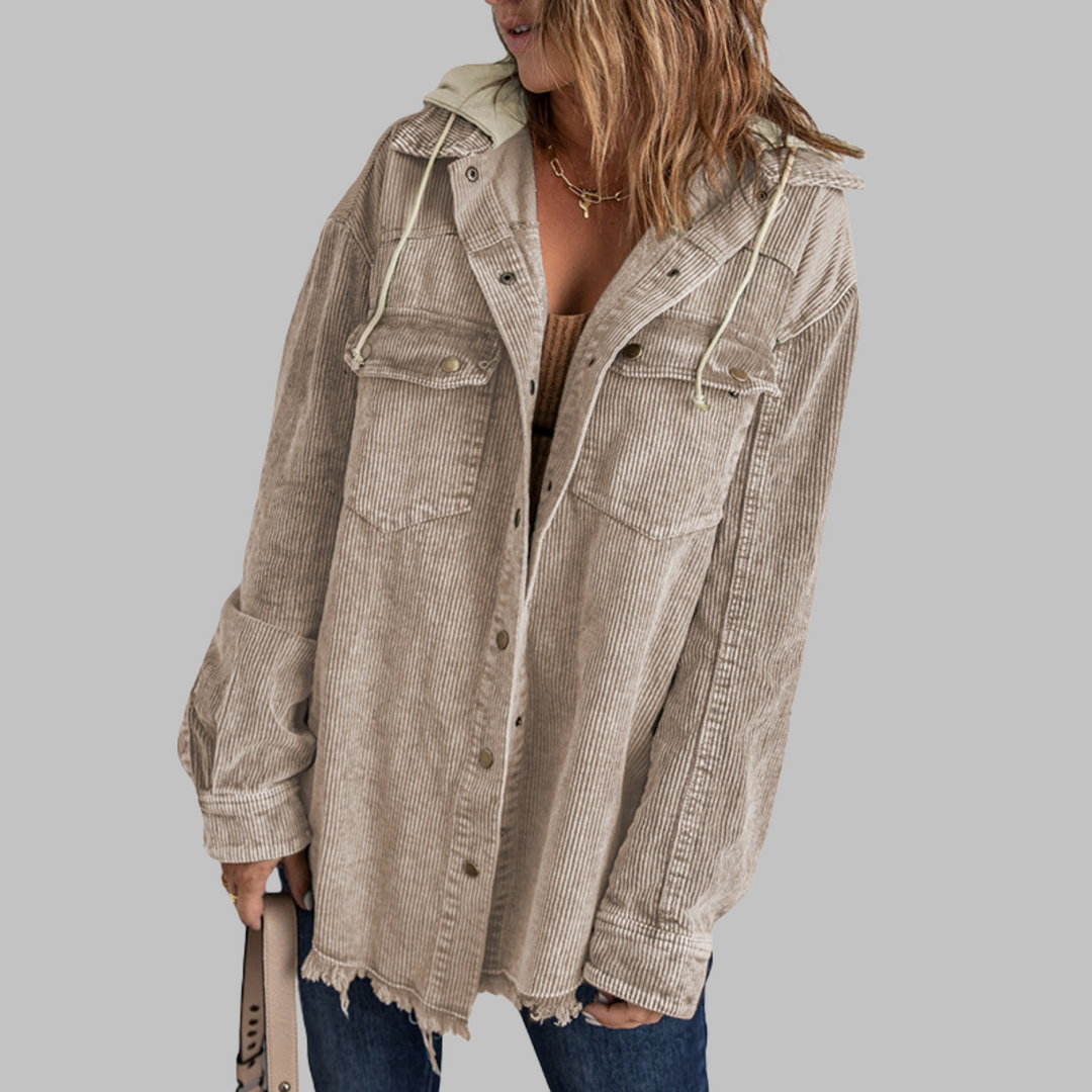 DABRINA™ - Classic Button Down Long Sleeve Hooded Jacket - Maison Léa &amp; Lou