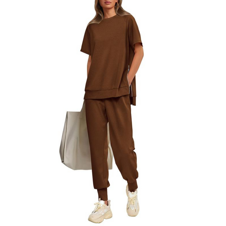 HILARIA™ - Casual Bishop Sleeve Notched Neck Set - Maison Léa &amp; Lou