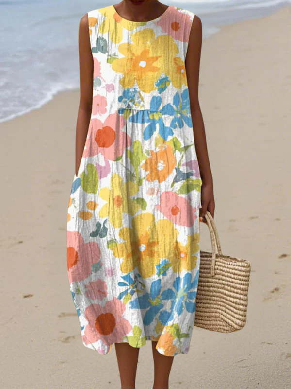 Ella | Pastel Floral Midi Dress - Maison Léa & Lou