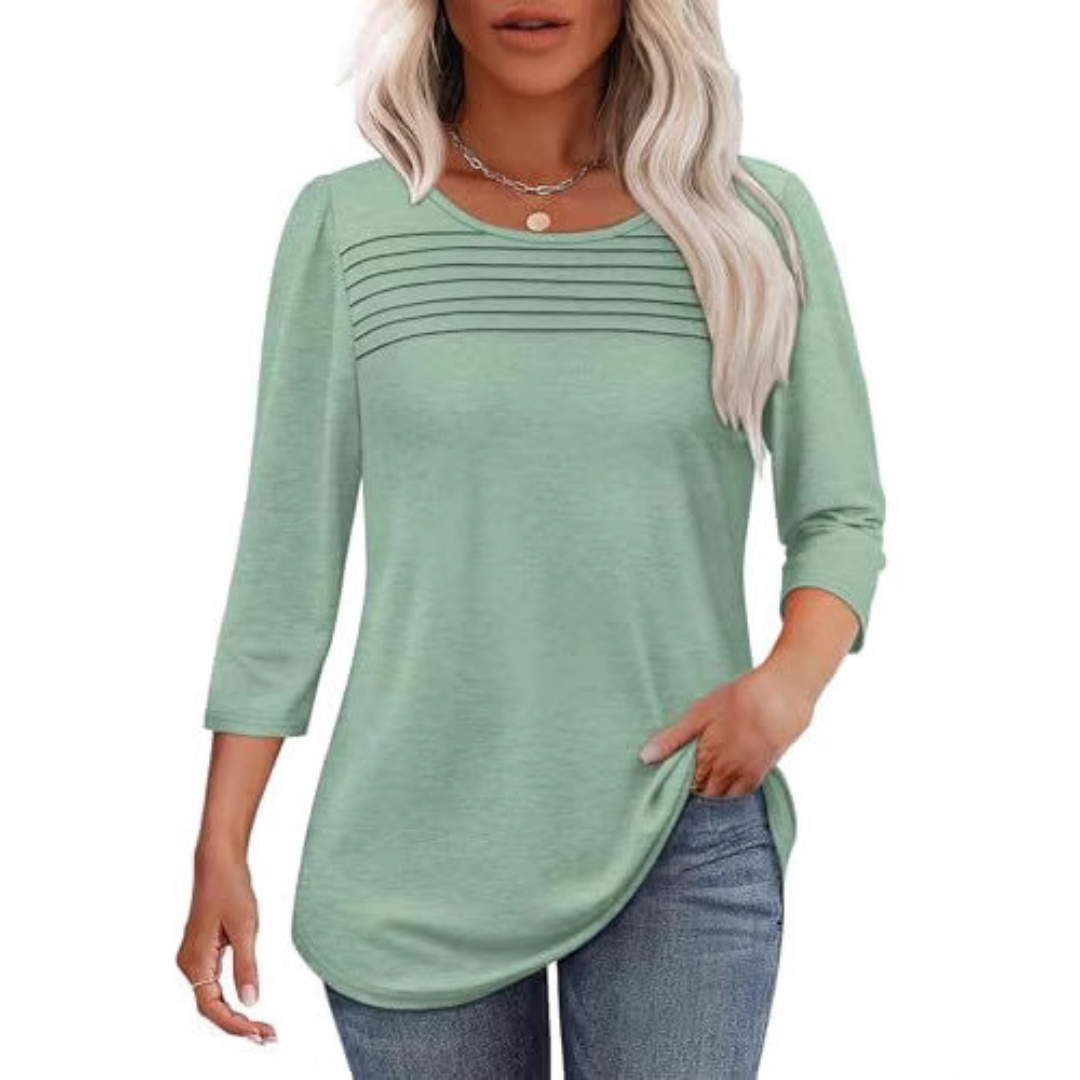 TESSARA™ – Casual Pleated Front Spring Top - Maison Léa &amp; Lou