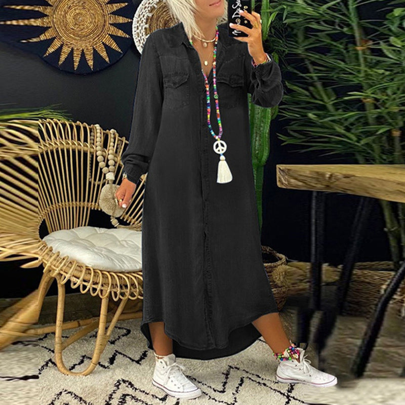 Lilla™ | Behagelig Skjortekjole i denim - Maison Léa &amp; Lou
