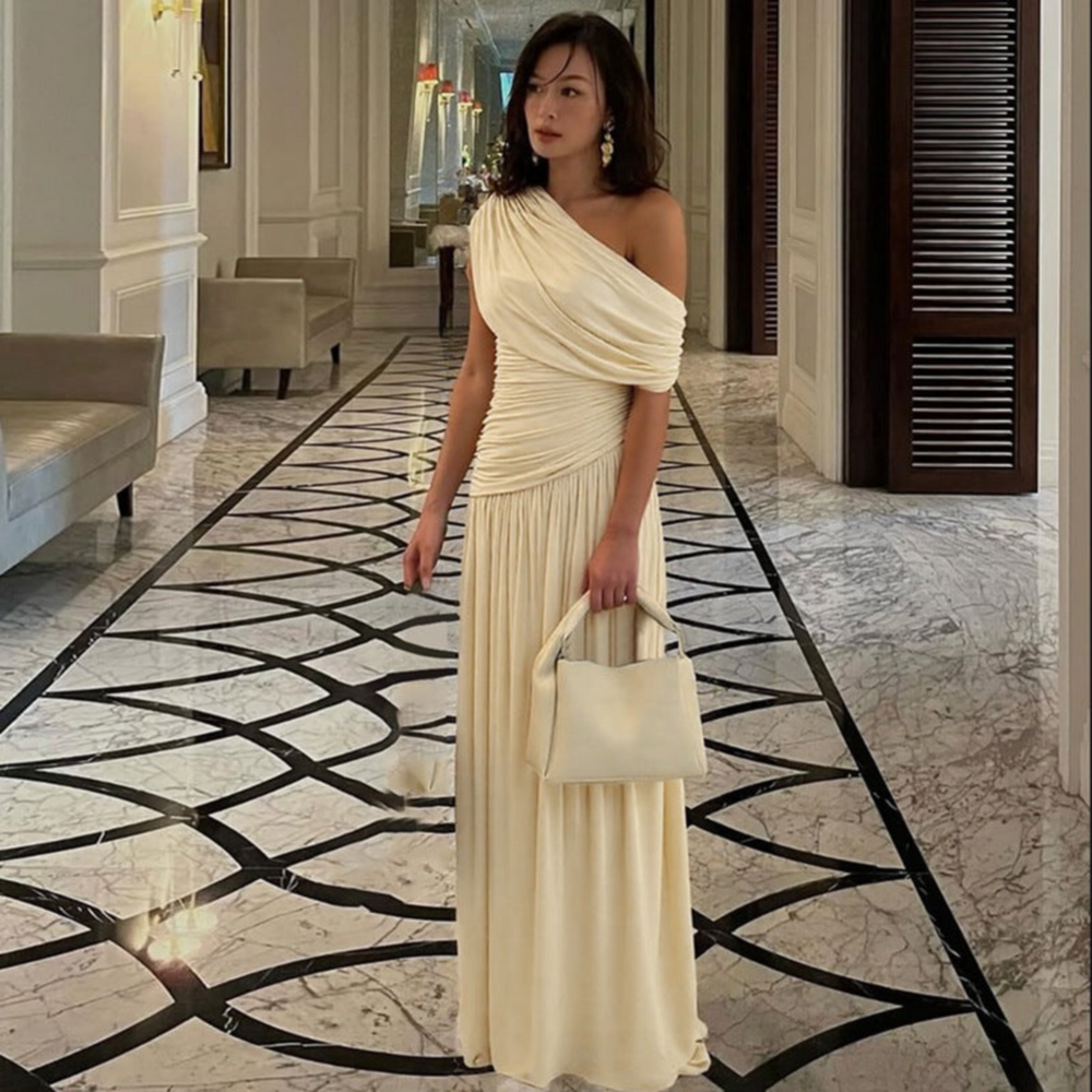 TALIA™ - Elegant One Shoulder Evening Maxi Dress - Maison Léa & Lou