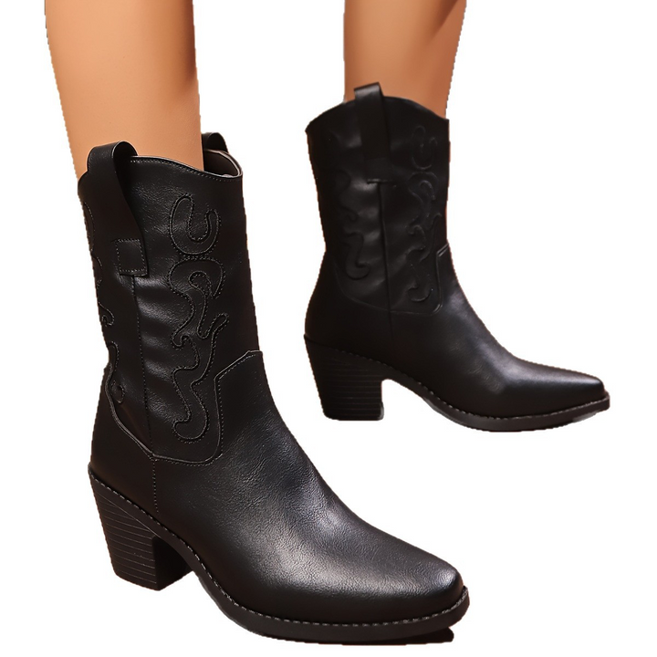 Roberta | Western Block-Heel Boots - Maison Léa &amp; Lou