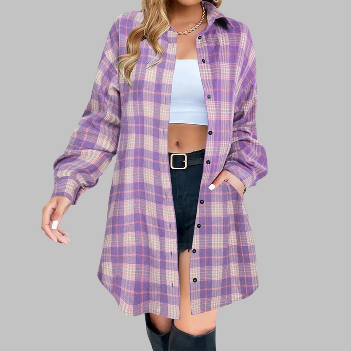 CINA™ - Classy Button Down Plaid Long-Sleeve Jacket - Maison Léa &amp; Lou