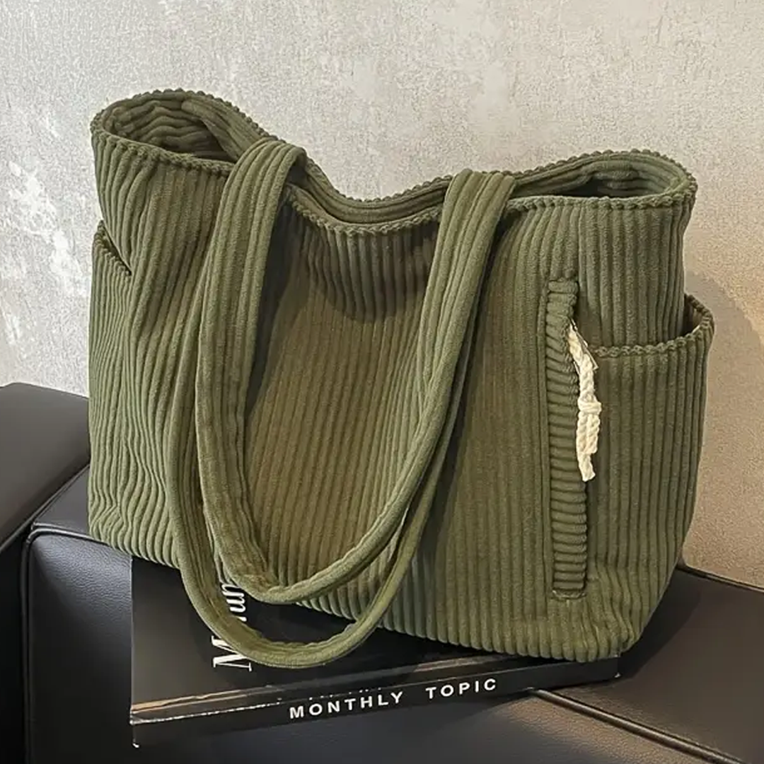 SOCIANI™ – Trending Ribbed Tote Bag with Drawstring Detail - Maison Léa & Lou