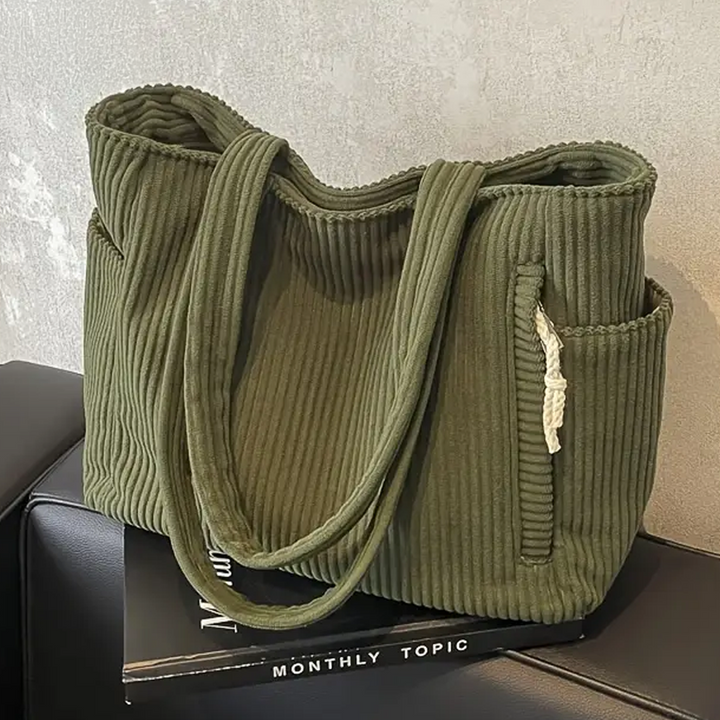 SOCIANI™ – Trending Ribbed Tote Bag with Drawstring Detail - Maison Léa &amp; Lou