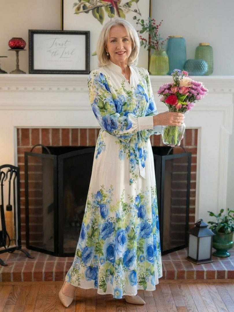Harper | Long Sleeve Floral Button Front Maxi Dress - Maison Léa &amp; Lou