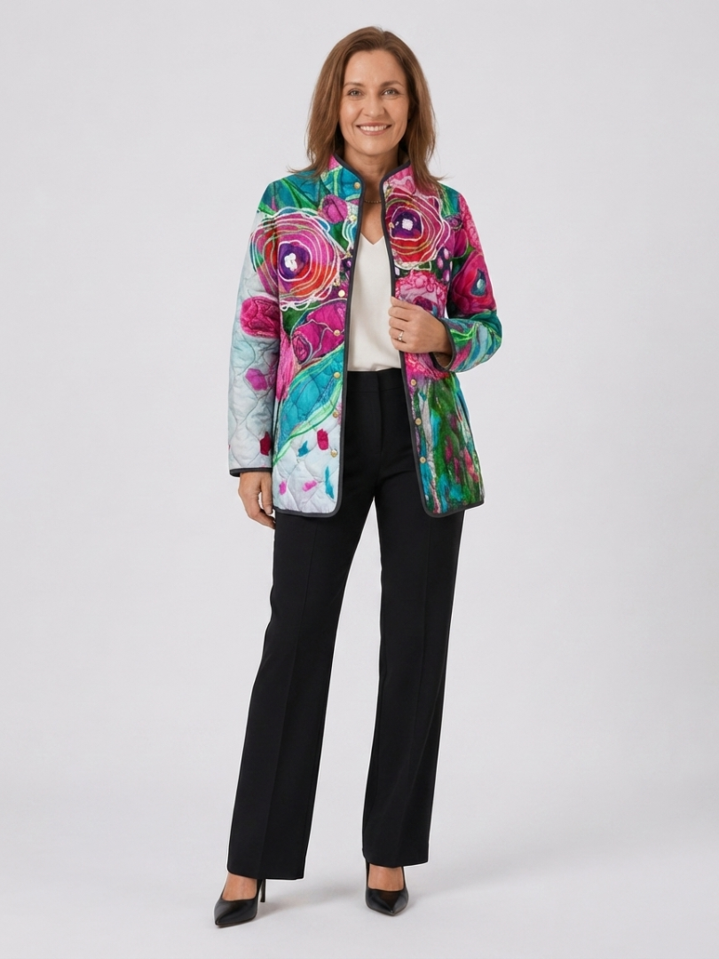 Arianne | Elegant Floral Patterned Jacket - Maison Léa & Lou
