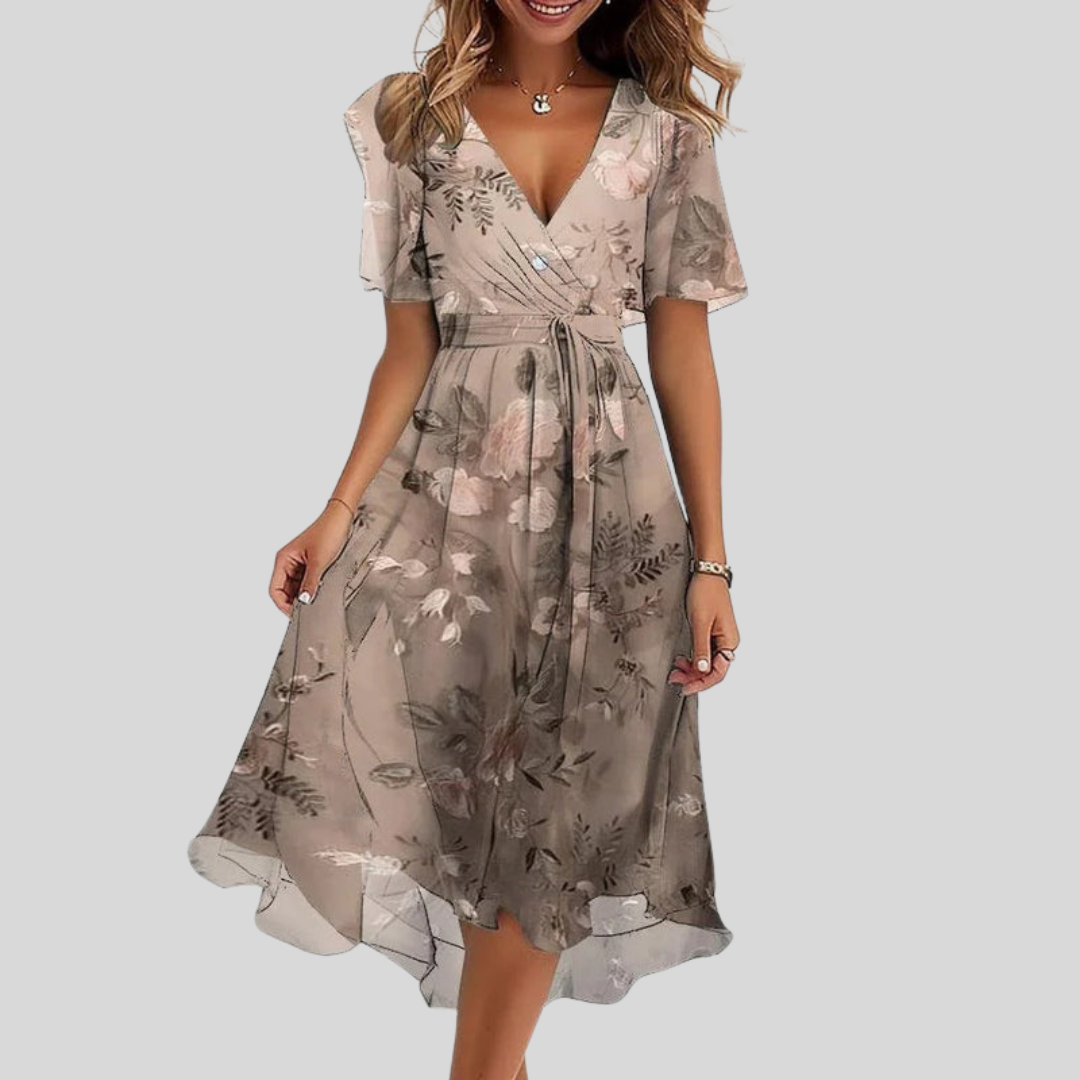 Marilou™ | Elegant V-Neck Dress - Maison Léa &amp; Lou