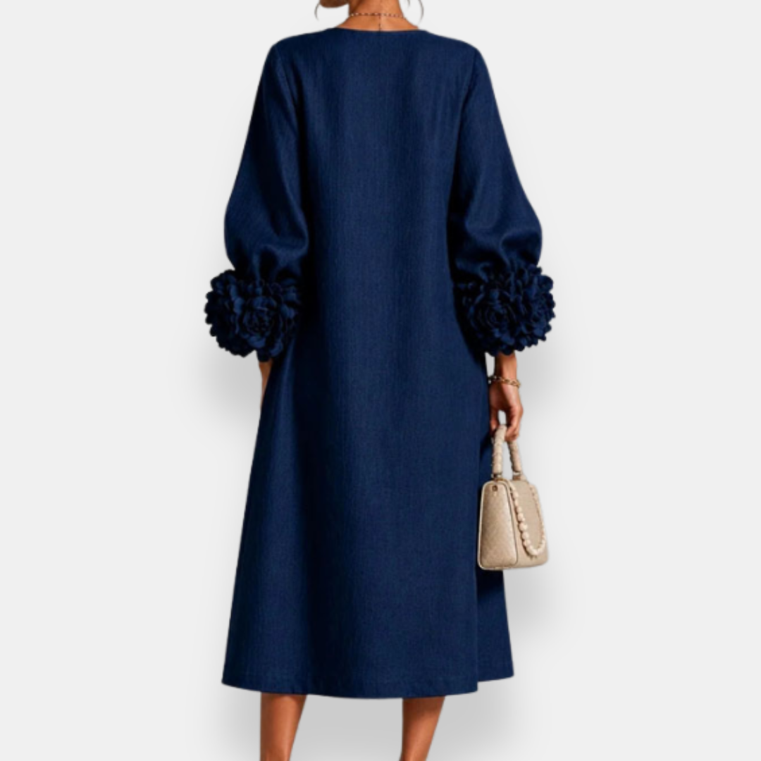 Annabelle | Floral Appliqué Midi Dress - Maison Léa &amp; Lou