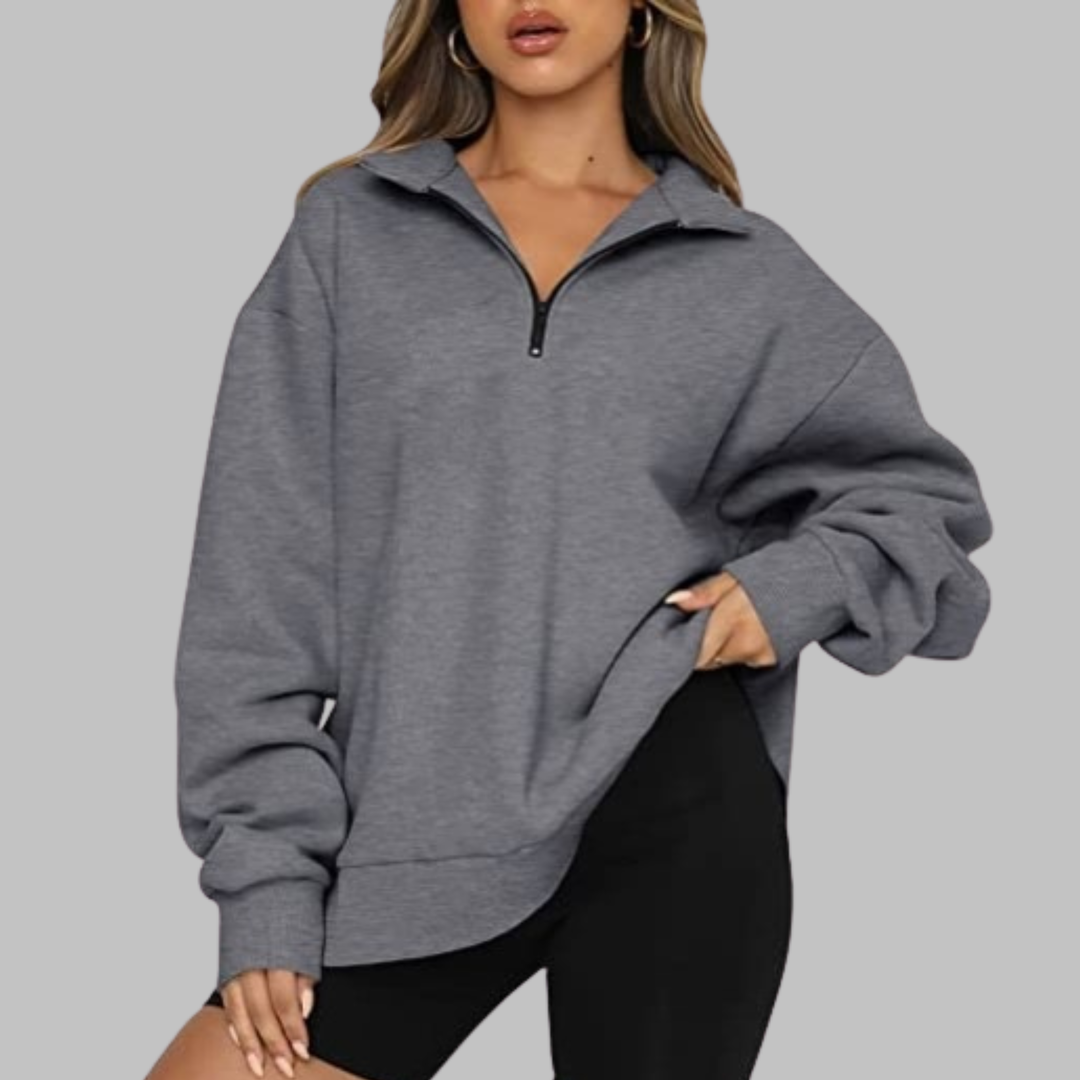 TENLEY™ - Casual Oversized Half Zip Long Sleeve Sweatshirt - Maison Léa &amp; Lou
