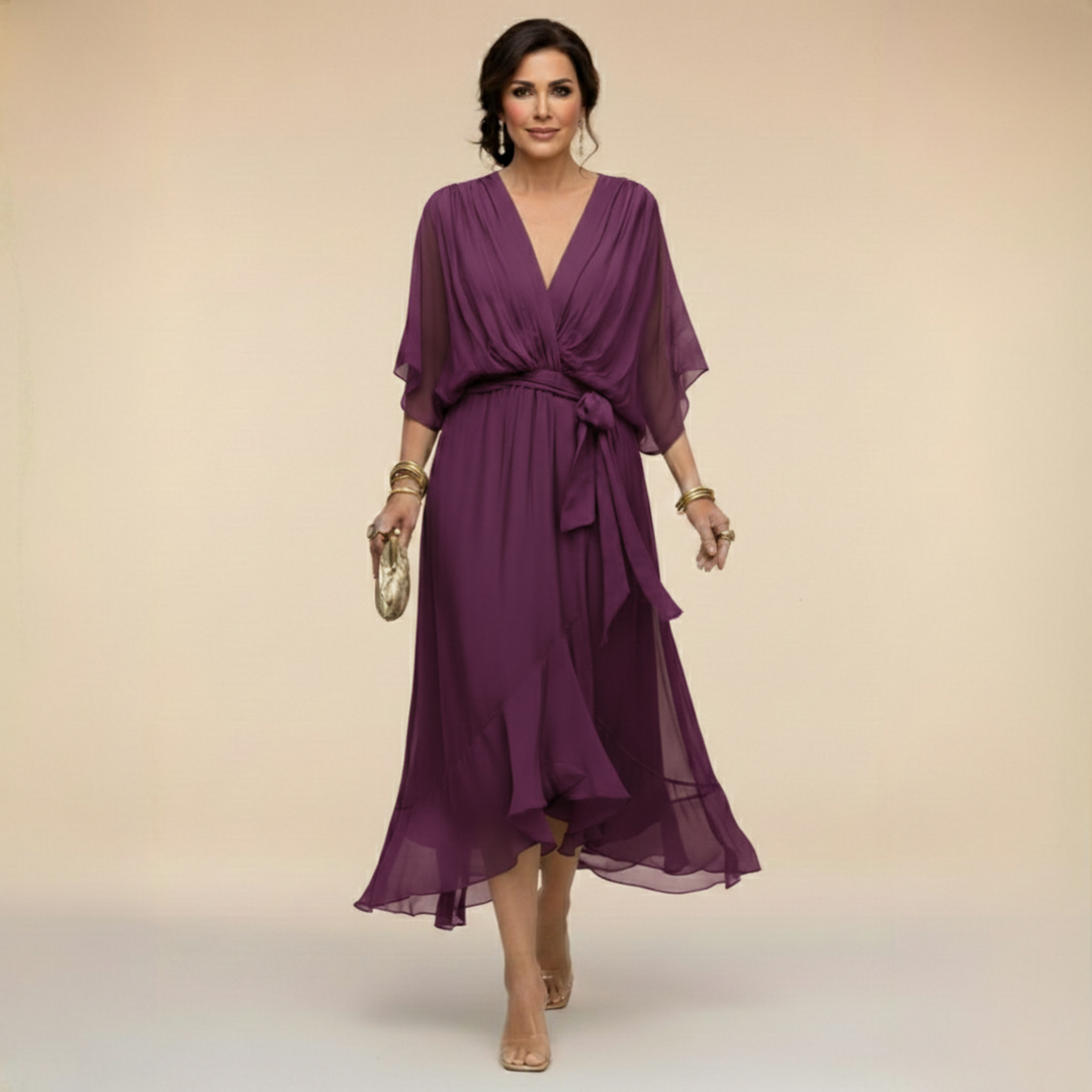Bella - Flowing V-Neck Silhouette Dress - Maison Léa &amp; Lou