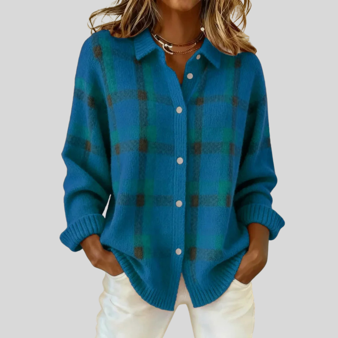 Delyth™ | Retro Cheque Cardigan - Maison Léa & Lou