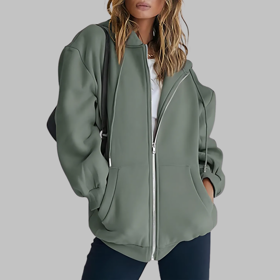 LILMA™ - Classic Zip Up Oversized Hooded Jacket - Maison Léa &amp; Lou