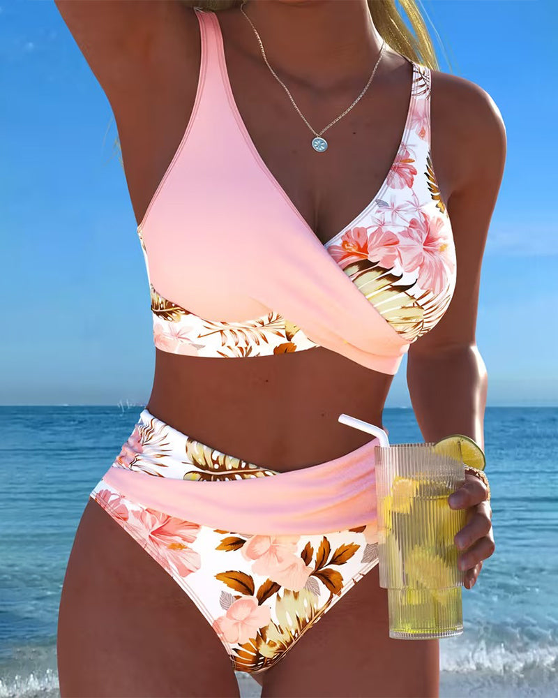 Jolina™ | Floral Contrast Split Bikini - Maison Léa & Lou