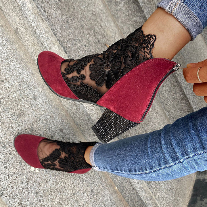 JOLIE™ - Chic Lace Heeled Boots - Maison Léa &amp; Lou