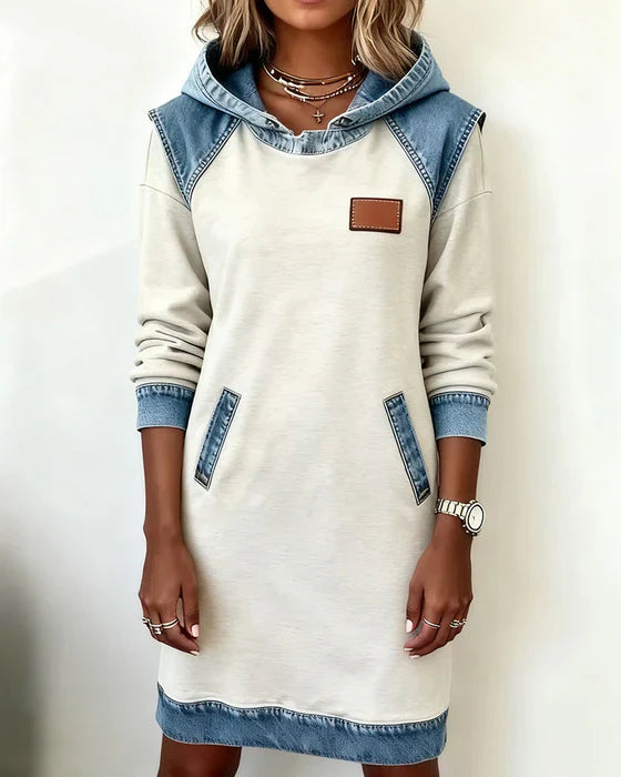 Charlotte™ | Cozy Contrast Hooded Dress - Maison Léa & Lou