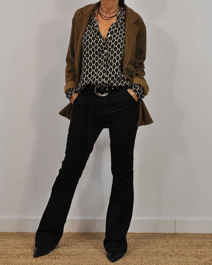 ELVIRA™ - Geometric V-Neck Blouse - Maison Léa &amp; Lou