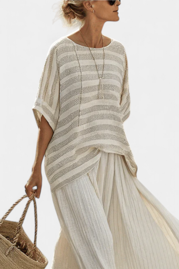 Westlyn | Comfortable Striped Bamboo Top &amp; Flowing Linen Pants - Maison Léa &amp; Lou