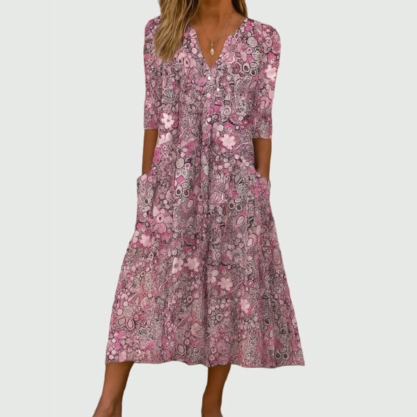 Harlow™ | Graceful Midi Dress With Pockets - Maison Léa &amp; Lou