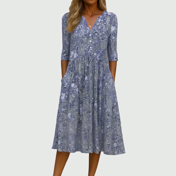 Harlow™ | Graceful Midi Dress With Pockets - Maison Léa &amp; Lou