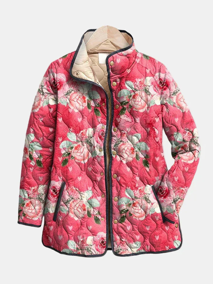 Freya | Charming Pink Floral Print Quilted Jacket - Maison Léa &amp; Lou