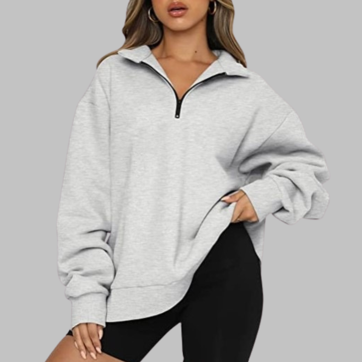 TENLEY™ - Casual Oversized Half Zip Long Sleeve Sweatshirt - Maison Léa &amp; Lou