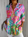 Anica | Vibrant Artistic Button-Up Blouse - Maison Léa & Lou