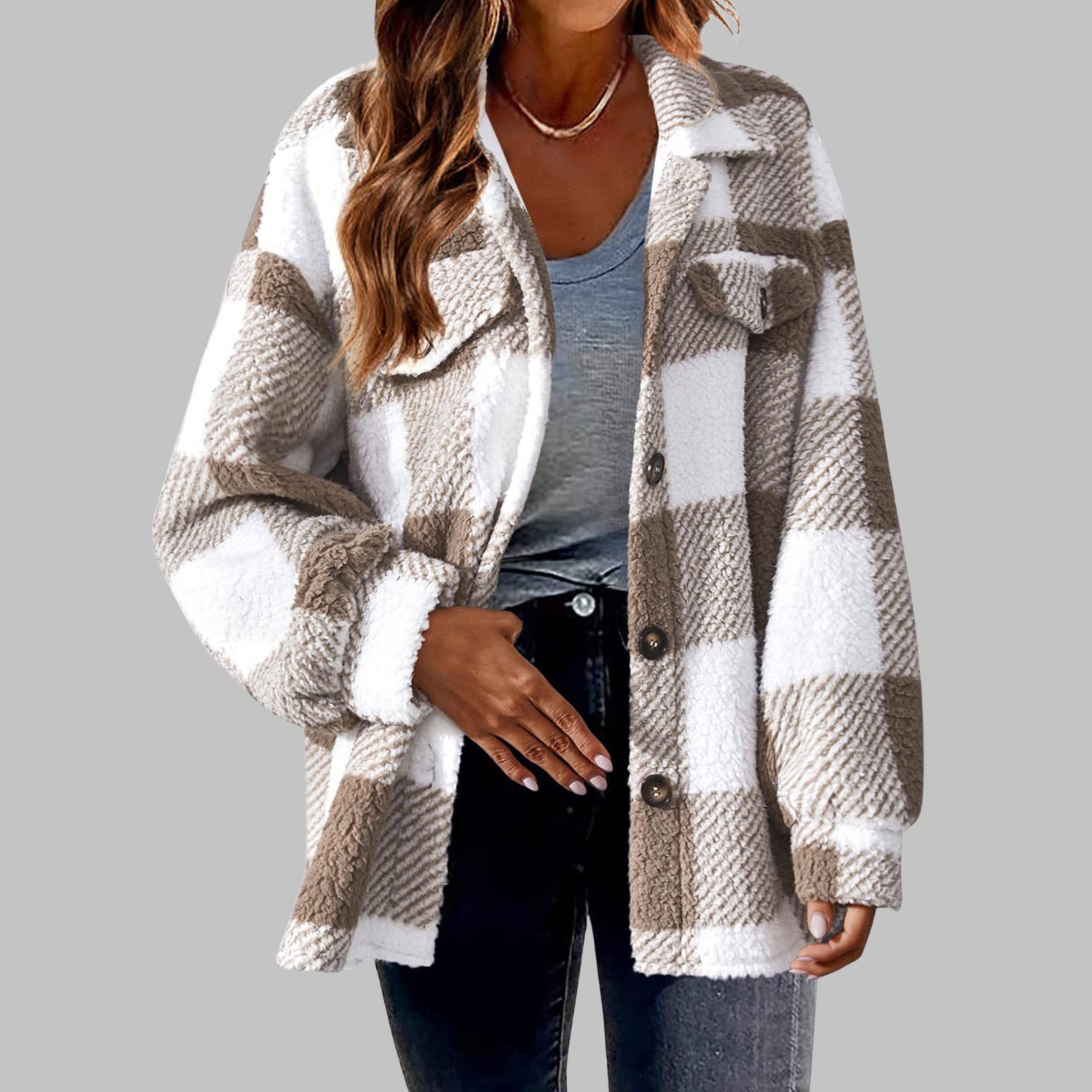 ERMI™ - Casual Plaid Button Down Long Sleeve Jacket - Maison Léa & Lou