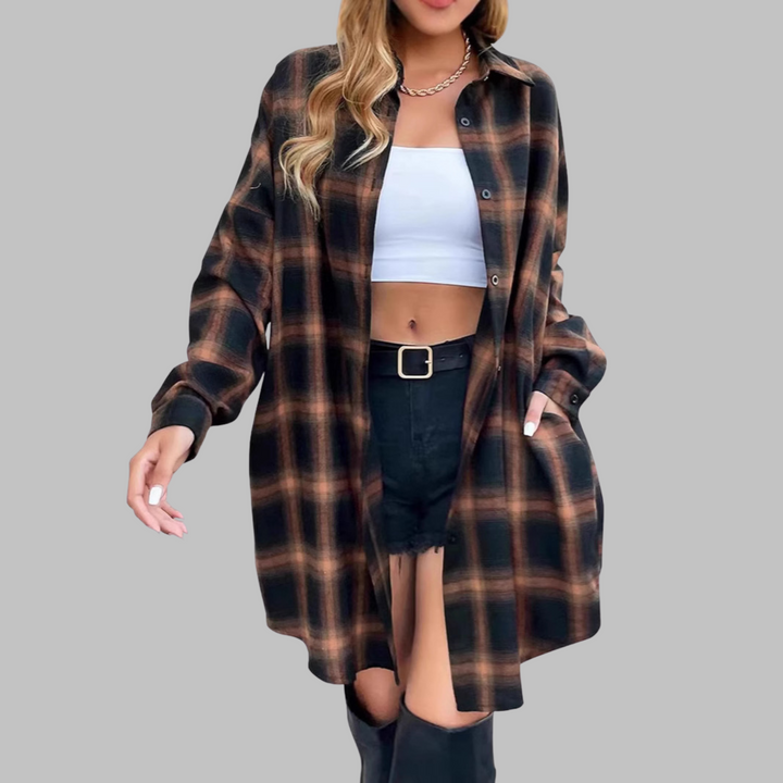 CINA™ - Classy Button Down Plaid Long-Sleeve Jacket - Maison Léa &amp; Lou