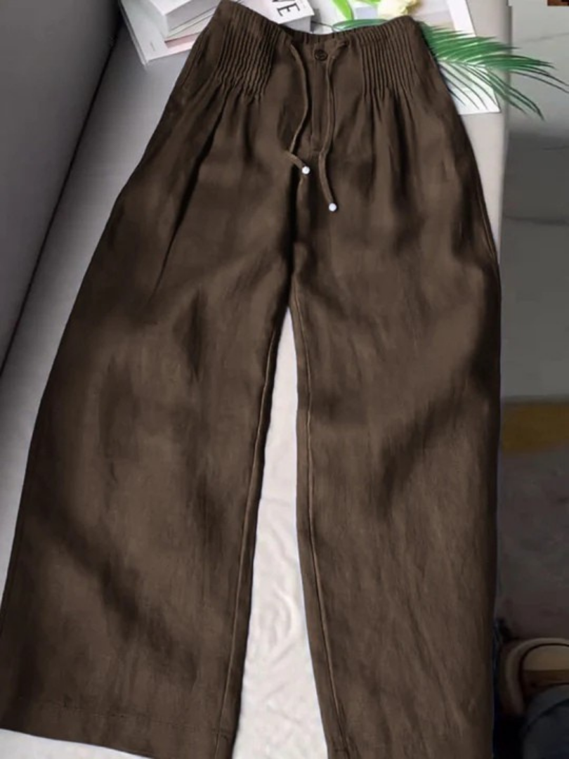 Camille | Wide-leg trousers in Cotton and Linen Blend - Maison Léa & Lou