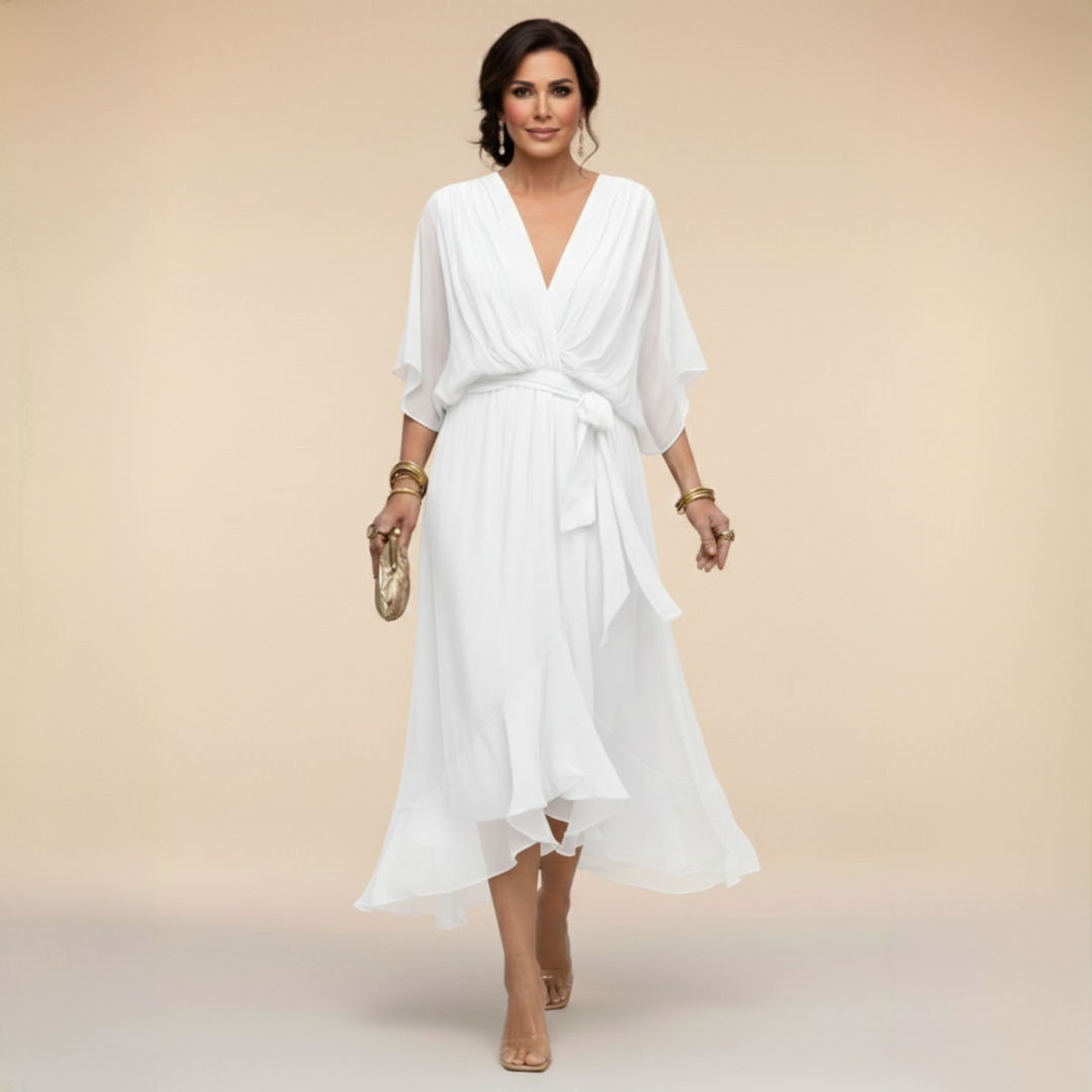 Bella - Flowing V-Neck Silhouette Dress - Maison Léa &amp; Lou