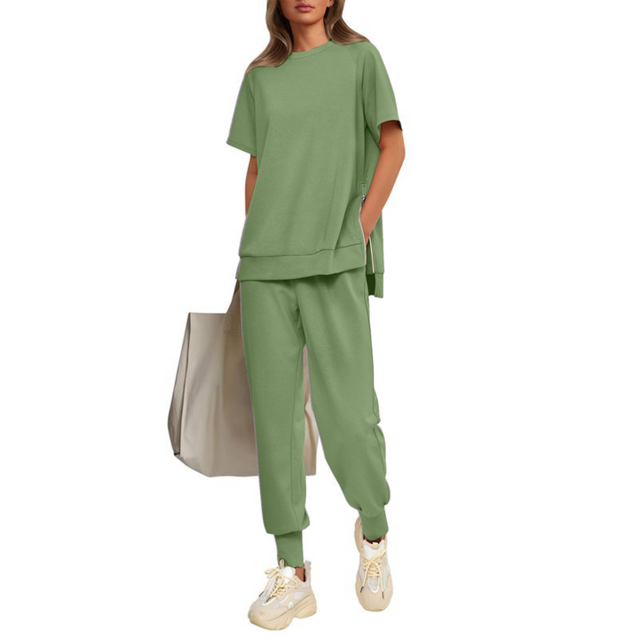 HILARIA™ - Casual Bishop Sleeve Notched Neck Set - Maison Léa &amp; Lou