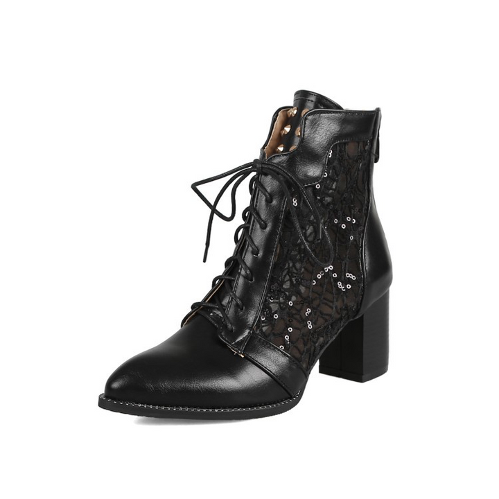 Patricia | Refined Lace-Up Heeled Boots - Maison Léa &amp; Lou
