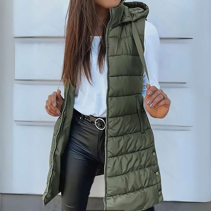 RAIN™ - Casual Sleeveless Hood Long Puffer Vest - Maison Léa &amp; Lou