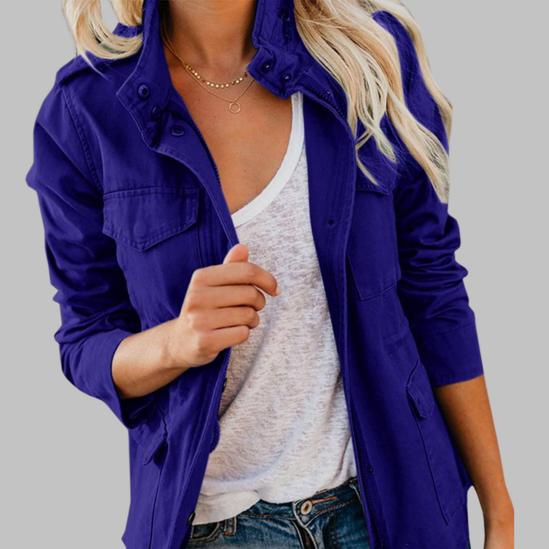 OLGA™ - Vintage Zip Up Button Military Jacket - Maison Léa &amp; Lou