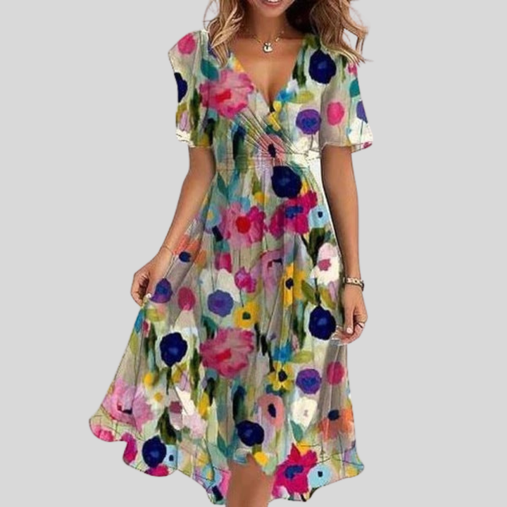 Marilou™ | Elegant V-Neck Dress - Maison Léa &amp; Lou